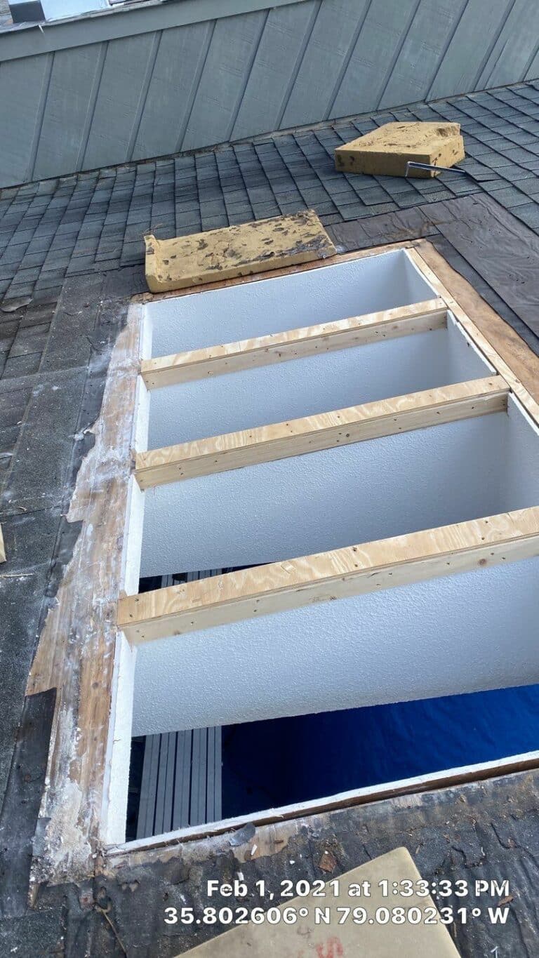 Acrylic bubbled skylights replaced with VELUX Curb Mounted units